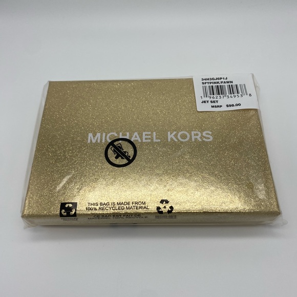 Michael Kors Logo Embellished Jet Set Soft Pink Small Coin Purse in Gift Box NIB - Picture 3 of 8